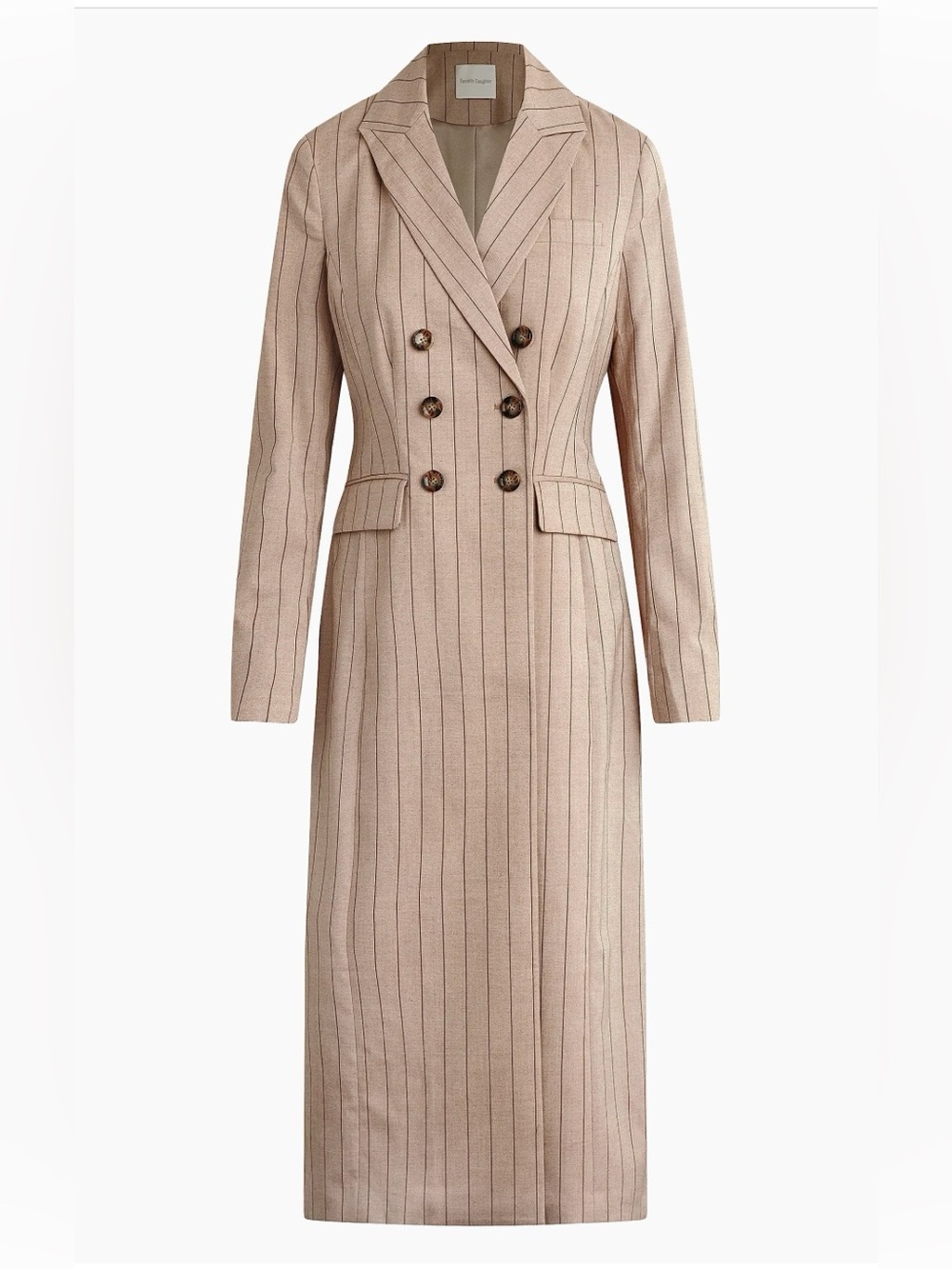 Favorite Daughter  The Meyer Double-Breasted Coat Natural Pinstripe NWT